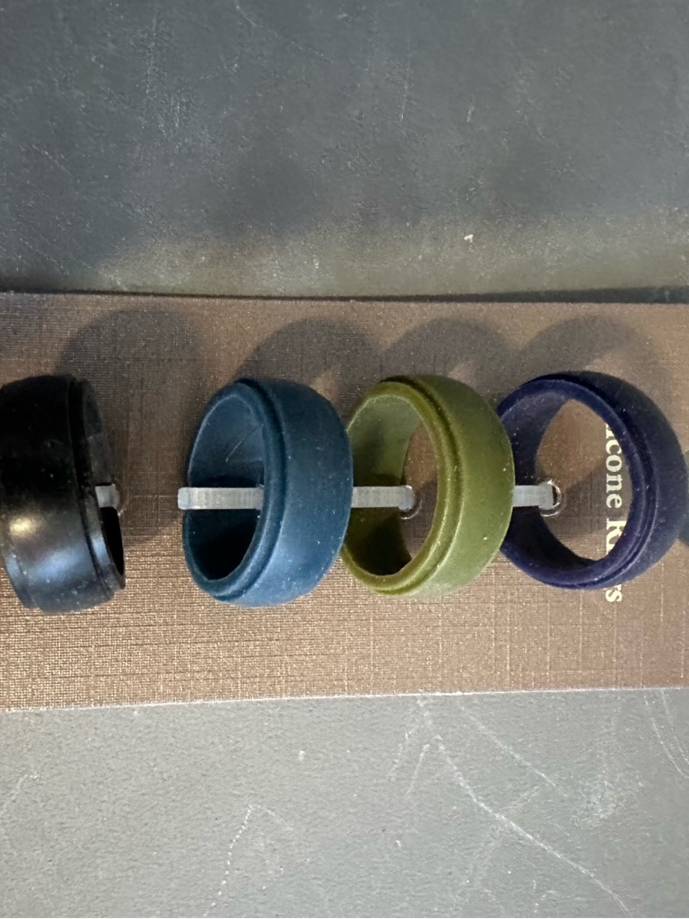 Set of Four Silicone Rings in Black, Navy, Olive, and Indigo